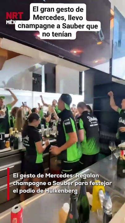 La escudería Mercedes tuvo un gran gesto al enviar botellas de champagne a Sauber, que no contaba con provisiones para festejar el inesperado podio de Nico Hülkenberg.