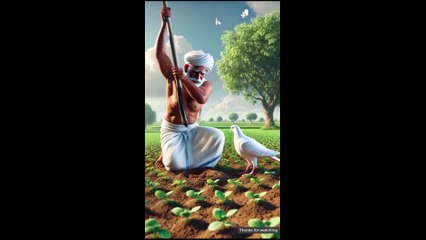 Farmer and the pigeon find a golden pot from which a mango plant grows 😭 #ai #pigeon #farmerprotest