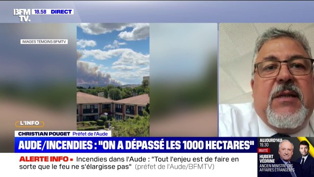 Je pense que l'on a désormais dépassé les 1.000 hectares : le préfet de l'Aude, Christian Pouget, s'exprime à propos de l'incendie qui s'est déclaré près de Narbonne