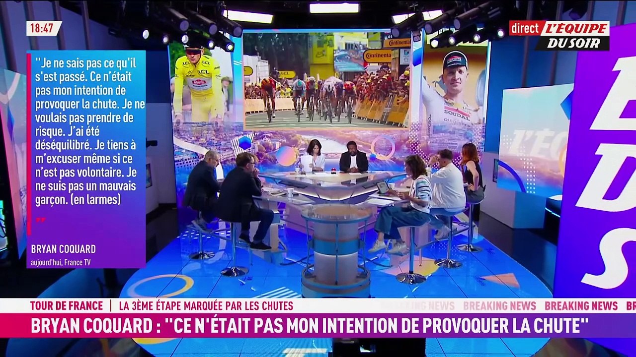 « Ce n'était pas mon intention de provoquer la chute » : la réaction émue de Bryan Coquard après l'abandon de Philipsen - Cyclisme - Tour de France