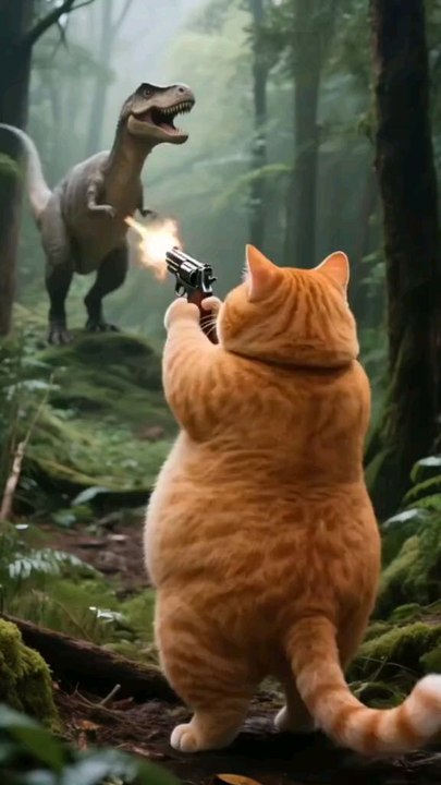 cat is fighting with diaonosar