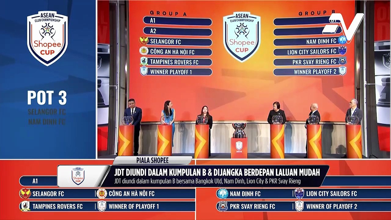 Johor Darul Ta'zim diundi dalam kumpulan B dalam Piala Shopee