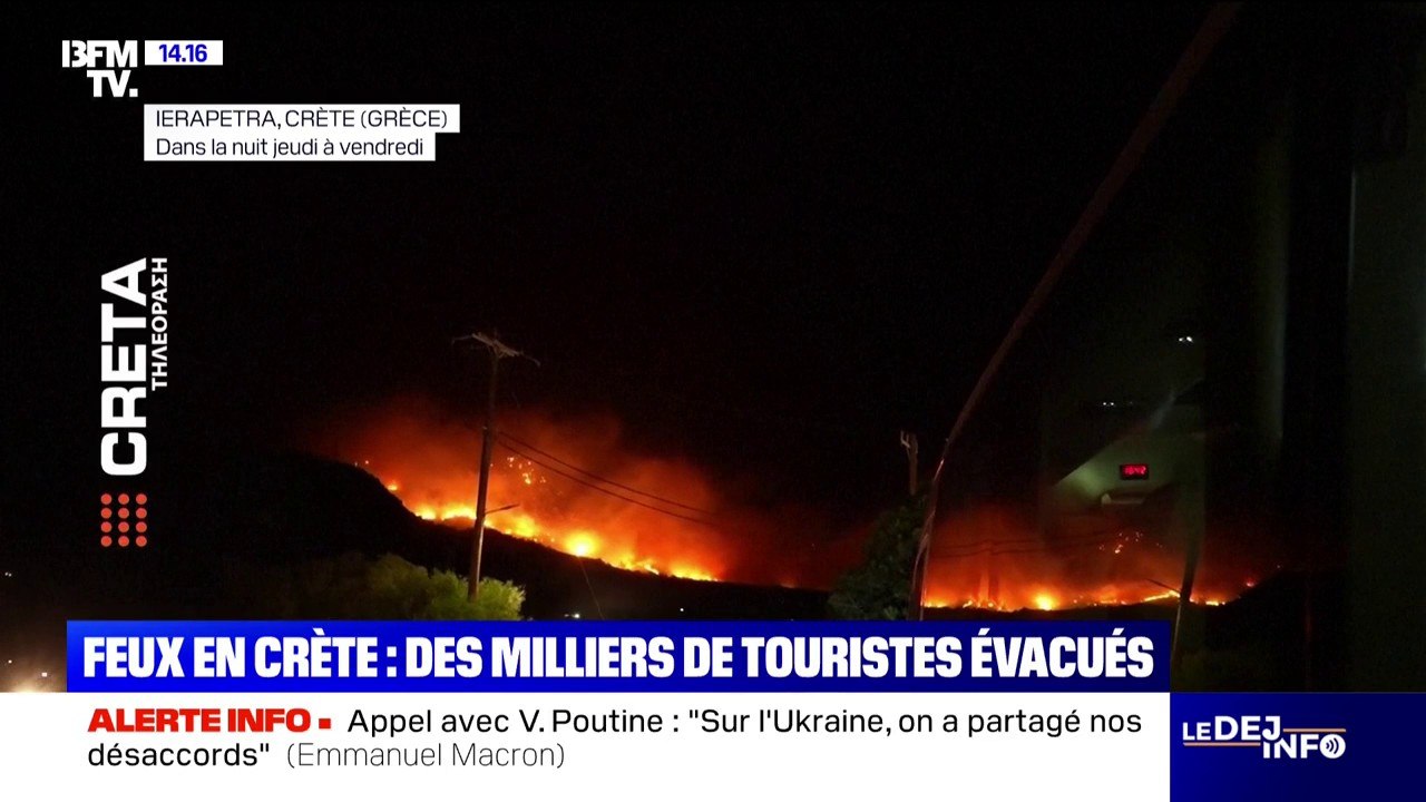 Crète: des milliers de touristes évacués face aux incendies