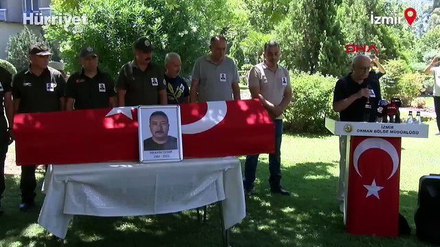 İzmir'in Ödemiş ilçesindeki yangında şehit olan İbrahim Demir için cenaze töreni düzenlendi
