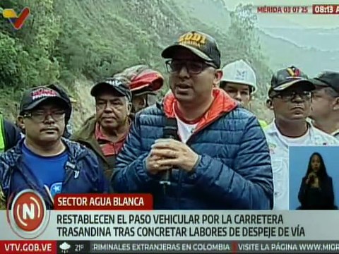 Ejecutivo nacional restablece paso por la carretera Trasandina en el estado Mérida