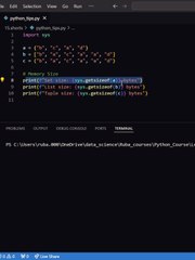 Python tips: Iterables sizes in memory, set vs list vs tuples.
