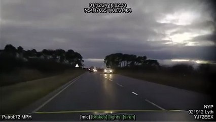 Police officer narrowly avoids collision on A64