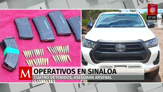 Detienen a 4 personas tras operativos en Sinaloa; aseguran arsenal