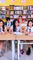 Beautiful school girl shock when the smart guys in classroom