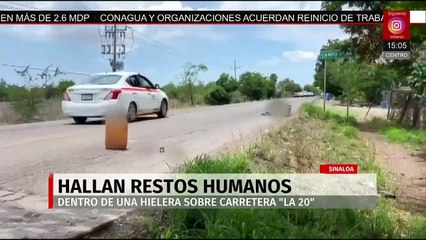 Sobre la carretera "La 20" de Sinaloa encuentran una hielera con restos humanos