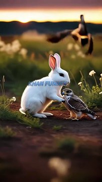 Cute rabbit helps a poor and injured baby eagle #RabbitRescue #CuteAnimals #AnimalRescue