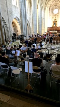Ukrainian National Orchestra setting up at Celles-sur-Belle - France