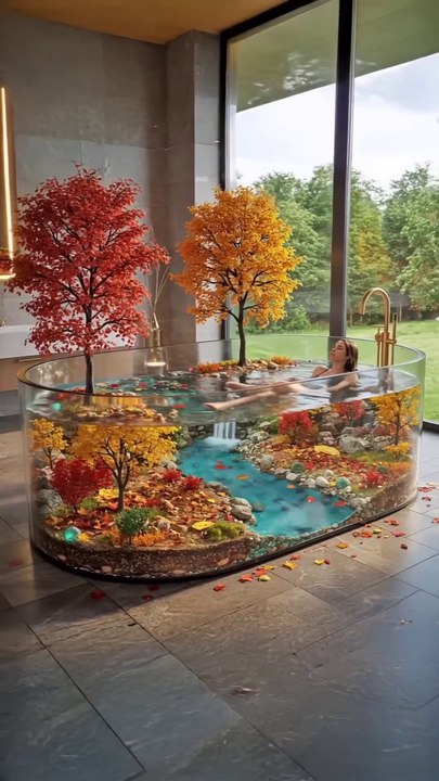 These active scene bathtubs put you in a realistic nature scene! 😱😱 #epoxyart #interiordesign