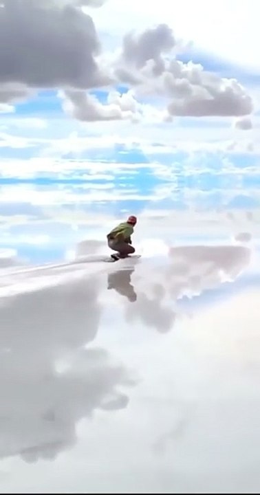 Salar de Uyuni, world’s largest salt flat , when covered by a thin layer of water , it becomes a natural mirror.