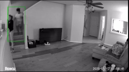 Sleepy girl walks downstairs with eyes closed and takes an epic fall