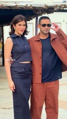 shanaya kapoor and vikrant massey pose for the cams at the promotions of their movie in juhu
