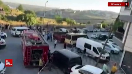 Başakşehir'de kayan vinç park halindeki 23 araca çarptı