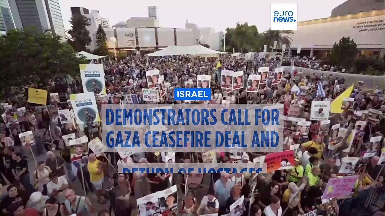 Rally held in Tel Aviv to call for the release of the remaining hostages held in Gaza