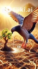 Big pigeon pours water on a plum tree drying up in the hot sun on the railway track 😭 #ai #pigeon