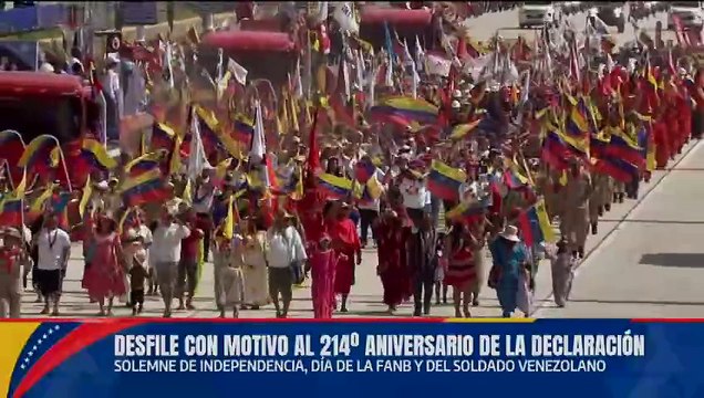Desfile militar con motivo de los 214 años de la Independencia de Venezuela