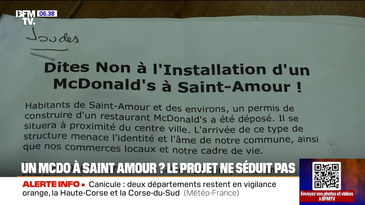 Dans ce village du Jura, habitants et commerçants sont vent debout contre l'implantation d'un restaurant McDonald's
