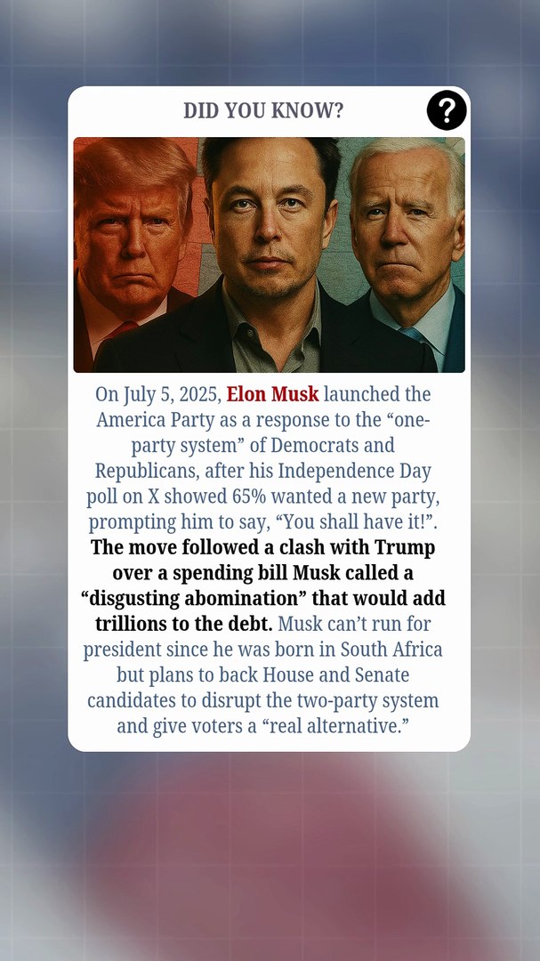 ⁣Elon Musk Launches the America Party