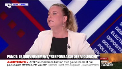 Manifestation contre l'A69: "Je ne suis pas d'accord avec le fait qu'on vienne avec des haches et des boules de pétanque", souligne Mathilde Panot (LFI)