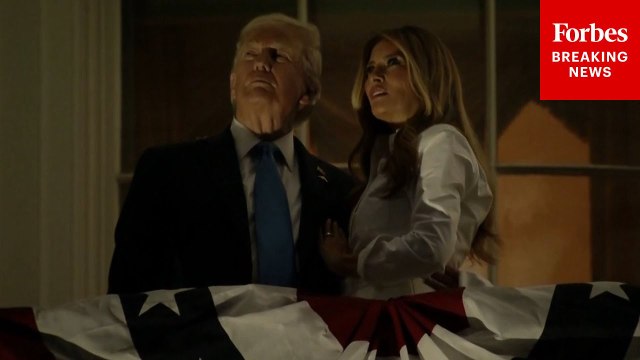 President Trump And First Lady Melania Trump Enjoy The 4th Of July Fireworks Show At The White House