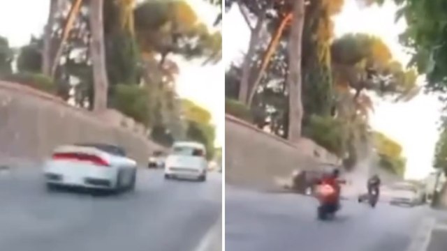 Porsche a folle velocità nel centro di Marino: il video dello schianto con la Mercedes