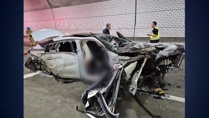 충남 청양터널 승용차 전복사고 후 화재...사망 2명·중상 1명 / YTN