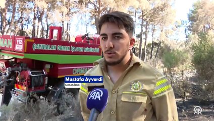 Buca'da yanan ormanlık alan havadan görüntülendi