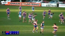 BFNL: James Gray kicks goal for Gisborne v Eaglehawk. July 5, 2025.