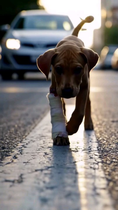 Injured Puppy in Road