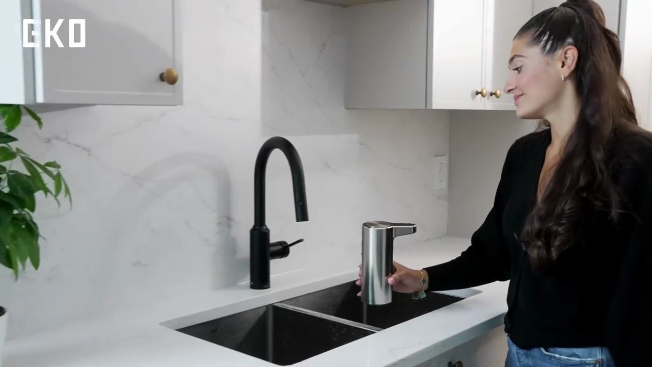 EKO Automatic Foaming Soap Dispenser, Touchless Foam Hand Soap Dispenser for Bathroom and Kitchen, Water-Resistant and Rechargeable, 9 fl oz, Modern Design for Homes and Offices Stainless https://amzn.to/40FbUV0 #BathroomEssentials