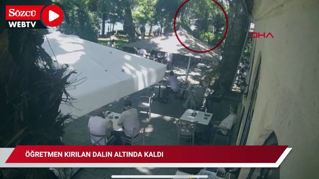 Çınar ağacının kırılan dalının altında kalan öğretmenin öldüğü olay kamerada