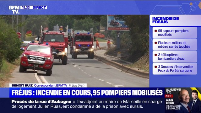 95 pompiers sont mobilisés à Fréjus pour faire face à l'incendie qui s'est déclenché ce matin