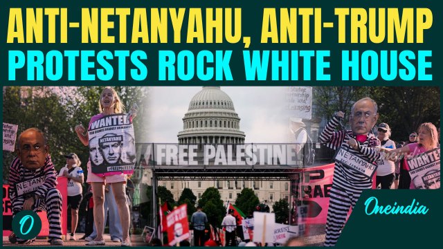‘WANTED NETANYAHU!’: Massive Protests Rock Israeli PM's White House Meet With Trump