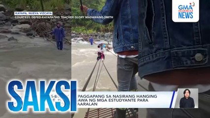 Buwis-buhay na paggapang sa nasirang hanging bridge, isinasagawa ng mga estudyante para makapasok sa paaralan | Saksi