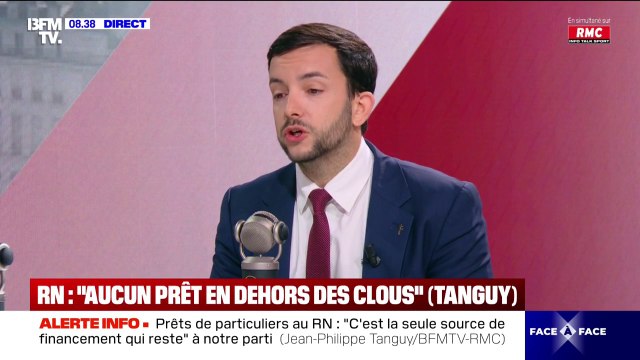 Prêts de particuliers au RN: Le problème de base, c'est un financement bancaire qui nous est interdit , affirme Jean-Philippe Tanguy (RN)