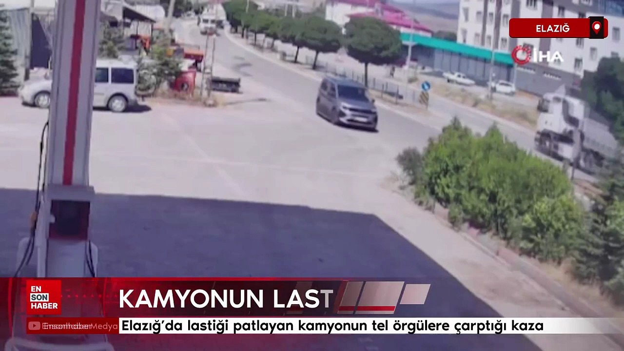 Elazığ’da lastiği patlayan kamyonun tel örgülere çarptığı kaza
