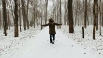 Winter Walk in Snowy Forest Path