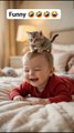 small boy and beautiful 🥰 cat 🐈 baby funny moment 😘