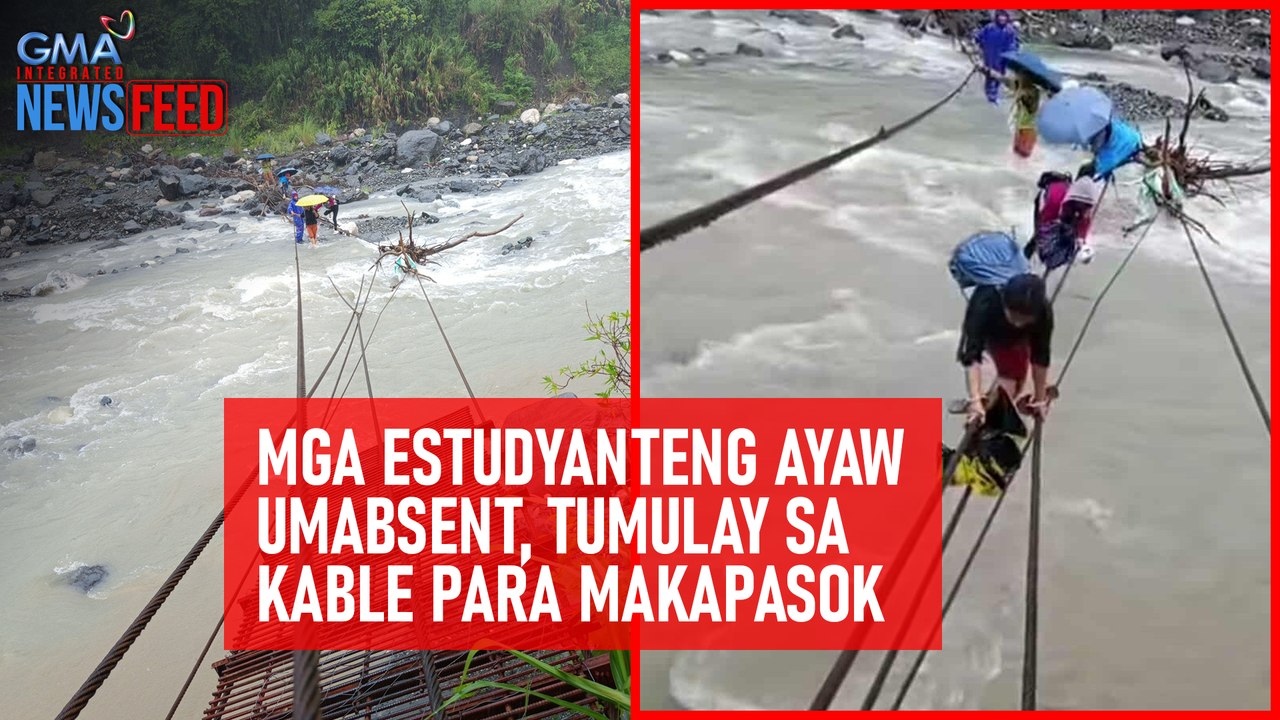Mga estudyanteng ayaw umabsent, tumulay sa kable para makapasok | GMA Integrated Newsfeed