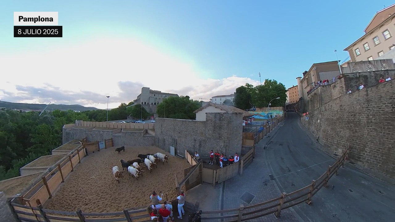 Segundo encierro de San Fermín, protagonizado por un toro rezagado