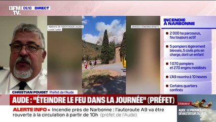 Incendie à Narbonne: "Nous espérons pouvoir reprendre l'avantage dans la journée pour fixer le feu et l'éteindre", affirme le préfet de l'Aude