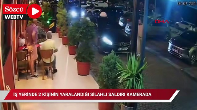 İş yerinde 2 kişinin yaralandığı silahlı saldırı kamerada