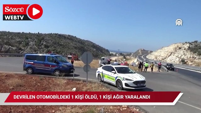 Mersin'de devrilen otomobildeki 1 kişi öldü, 1 kişi ağır yaralandı