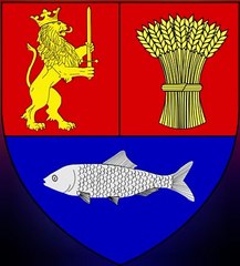 Coat of Arms of Dolj County. Lambang Kebesaran Kabupaten Dolj. Stema județului Dolj. Armoiries du comté de Dolj. Brasão do Condado de Dolj. Escudo de armas del condado de Dolj. Stemma della contea di Dolj. Wappen des Kreises Dolj. ドルジュ県の紋章. 多尔日县徽章
