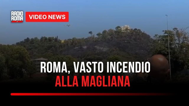 Maxi incendio di sterpaglie ieri sera a Roma