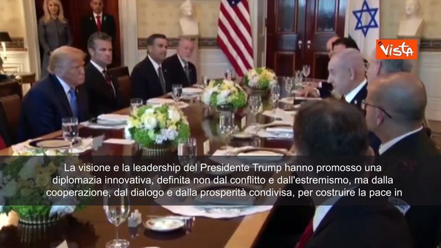 Netanyahu a cena alla Casa Bianca: Ho candidato Trump al Nobel per la pace